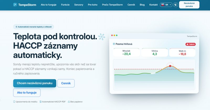 TempeStorm — cloudová aplikácia s prehľadom teplôt chladiacich zariadení a alarmom